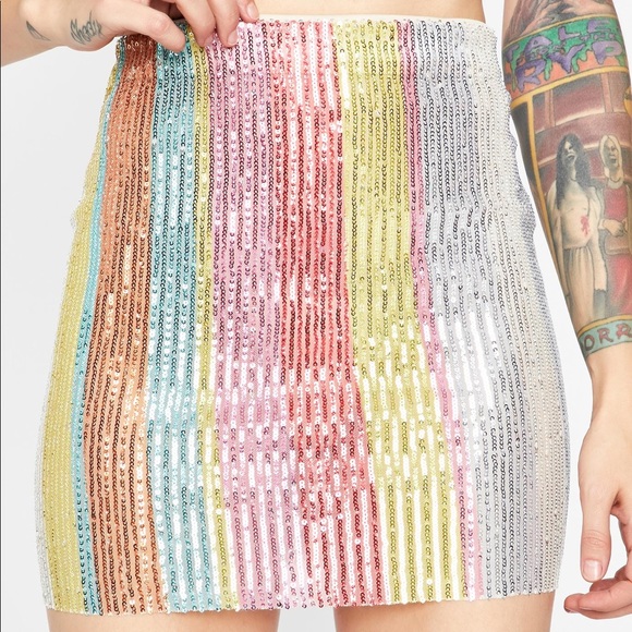 Disco Honey Multi Color Sequin Skirt - Picture 8 of 8
